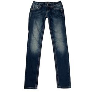 Miss Me Signature (Low) Rise Skinny Embellished Jeans Crystal Angel Wngs Size 26